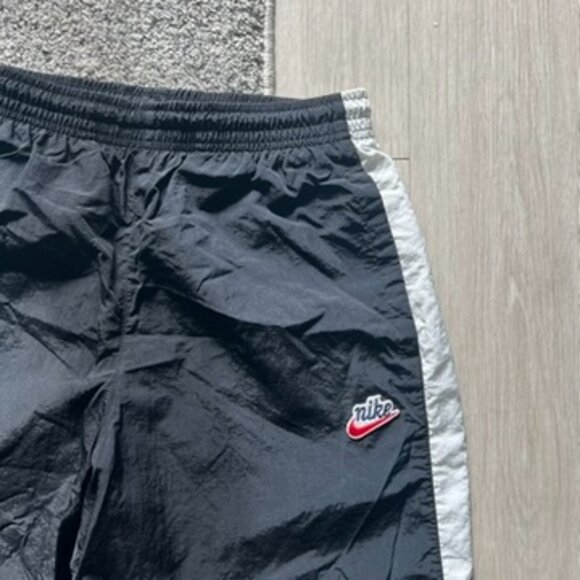 Vintage Style Nike Script Logo Track Pants Black White Y2K Baggy Joggers Small - Picture 2 of 9